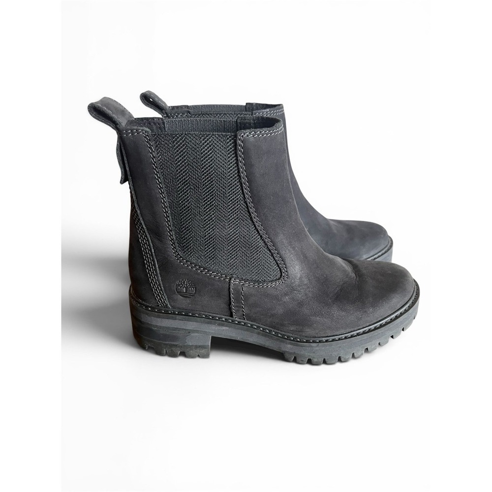 Timberland Courmayeur‎ Valley Chelsea Boots Womens 6 Black Nubuck Lug Sole Ankle